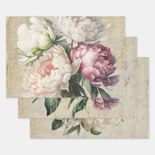 Frans script beeldende kunst rozen antiek kant inpakpapier vel