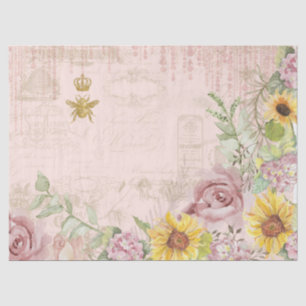 Frans Script Bloemen Zonnebloem Waterverf Tissuepapier