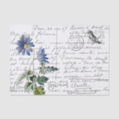 Frans Script  Blue Flower Bird Briefkaart Tissuepapier (Voorkant)