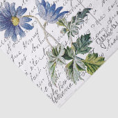 Frans Script  Blue Flower Bird Briefkaart Tissuepapier (Detail)