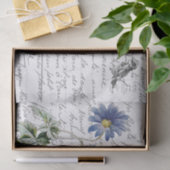 Frans Script  Blue Flower Bird Briefkaart Tissuepapier (Geschenk)