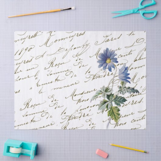 Frans Script  Blue Wildflower Tissuepapier (Craft)
