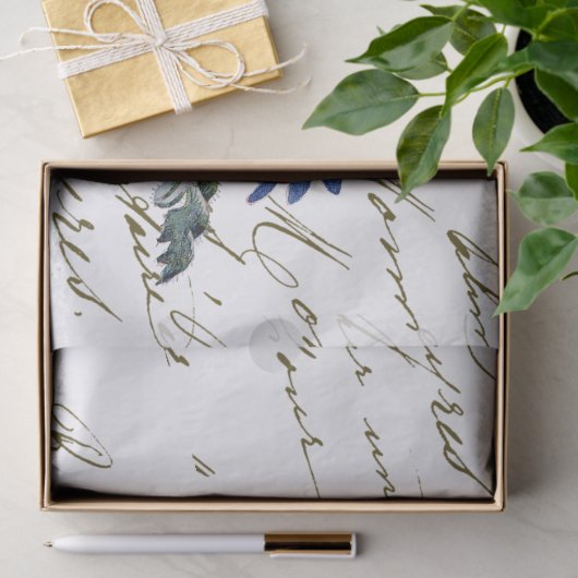 Frans Script  Blue Wildflower Tissuepapier (Geschenk)