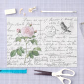 Frans Script Blush Roos Bird Briefkaart Tissuepapier (Craft)
