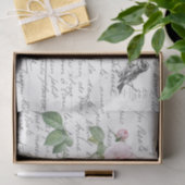 Frans Script Blush Roos Bird Briefkaart Tissuepapier (Geschenk)