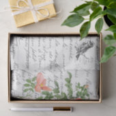 Frans Script  Briar Roos Bird Briefkaart Tissuepapier (Geschenk)