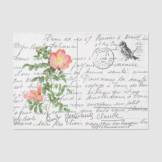 Frans Script Briar Roos Bird Briefkaart Tissuepapier