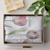 Frans Script Briefkaart Roze Tulp Bloem Decoupage Tissuepapier (Geschenk)