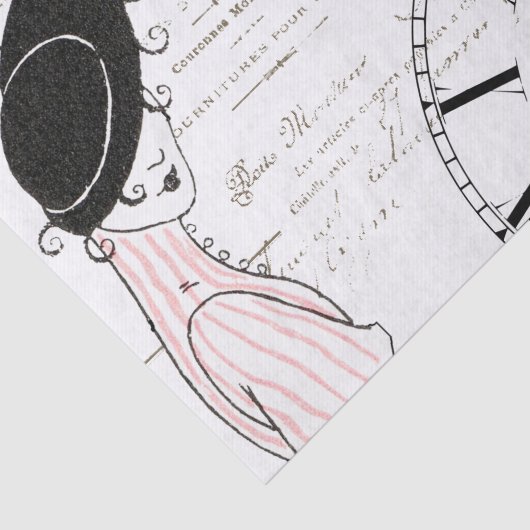 Frans Script  Clock Lady Bird Tissuepapier (Detail)