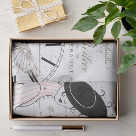 Frans Script  Clock Lady Bird Tissuepapier (Geschenk)