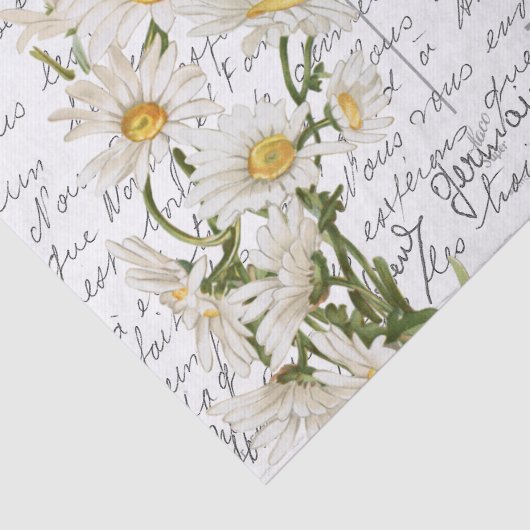 Frans Script  Daisy Flower Bird Briefkaart Tissuepapier (Detail)