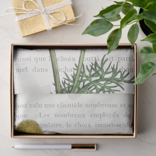 Frans script Daisy Flower  Text Decoupage Tissuepapier (Geschenk)