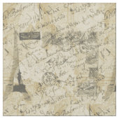 Frans script, Eiffel Tower en Parisian Postage Stof (Close Up)