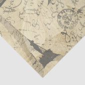 Frans script, Eiffeltoren en Parisian Postage Tissuepapier (Detail)