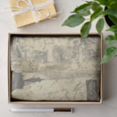 Frans script, Eiffeltoren en Parisian Postage Tissuepapier (Geschenk)