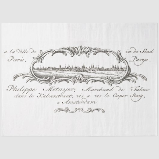  Frans script Ephemera Decoupage Tissuepapier (Voorkant)