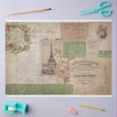  Frans script Ephemera Floral Eiffeltoren Tissuepapier (Craft)
