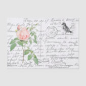 Frans Script  Fragrant Roos Bird Briefkaart Tissuepapier (Voorkant)