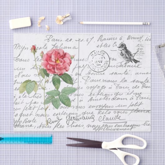 Frans Script  Frans Roos Bird Briefkaart Tissuepapier (Craft)