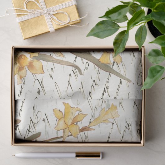 Frans Script Geel Daffodilpapier Tissuepapier (Geschenk)