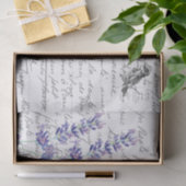 Frans Script  Lavender Bird Briefkaart Tissuepapier (Geschenk)