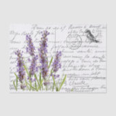 Frans Script Lavender Bird Briefkaart Tissuepapier (Voorkant)