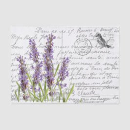 Frans Script  Lavender Bird Briefkaart Tissuepapier
