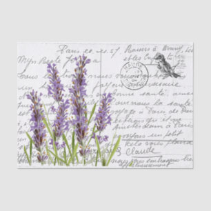 Frans Script  Lavender Bird Briefkaart Tissuepapier