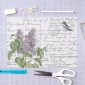 Frans Script  Lila Floral Bird Briefkaart Tissuepapier (Craft)
