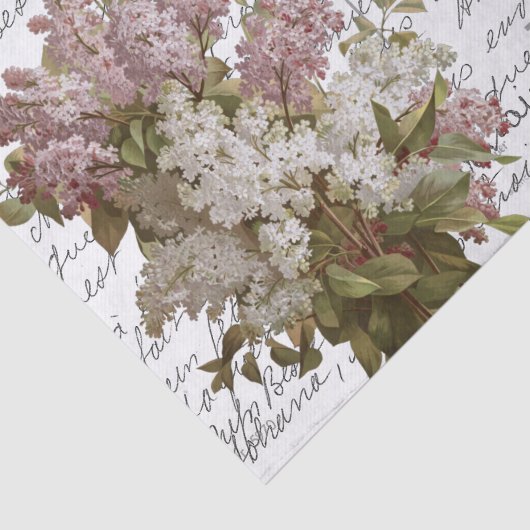 Frans Script  Lila Flowers Bird Briefkaart Tissuepapier (Detail)