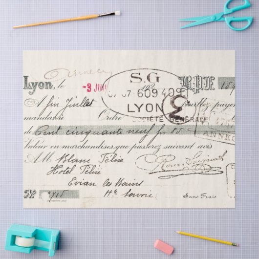 Frans Script Lyon-factuur-decoupage Tissuepapier (Craft)