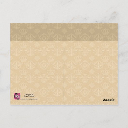 Frans Script Peacock Briefkaart (Achterkant)