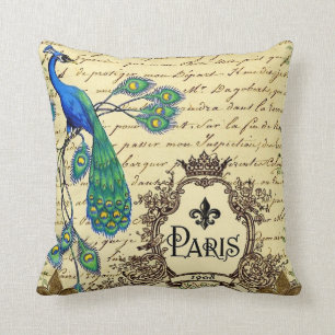 Frans Script Peacock Paris Decoratief Pillow Kussen