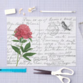 Frans Script  Peony Bird Briefkaart Tissuepapier (Craft)