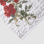 Frans Script  Red Rose Briefkaart Tissuepapier (Detail)