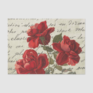 Frans Script Red Rose Floral Tissuepapier
