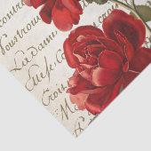 Frans Script Red Rose Floral  Weefselpapier Tissuepapier (Detail)