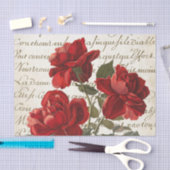 Frans Script Red Rose Floral  Weefselpapier Tissuepapier (Craft)