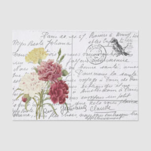Frans Script Redoute Floral Bird Briefkaart Tissuepapier