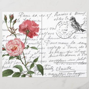Frans Script  Roos Bird Briefkaart