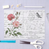 Frans Script Roos Bird Briefkaart Tissuepapier (Craft)