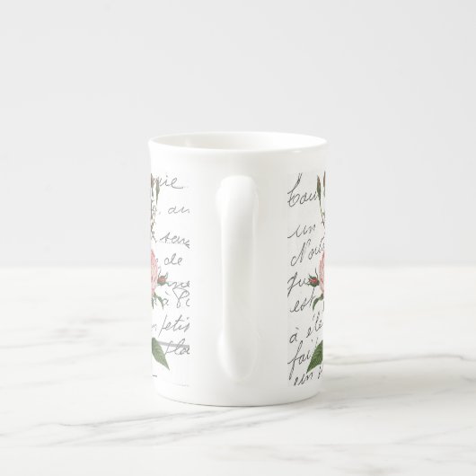 Frans Script Roos Flower Carte Postale Porselein Kop (Achterkant)