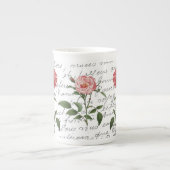 Frans Script  Roos Flower Carte Postale Porselein Kop (Voorkant)