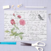 Frans Script Roses Bird Briefkaart Tissuepapier (Craft)