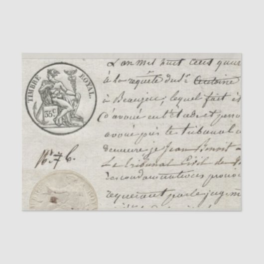 Frans Script Royal Stamp Document Tissuepapier (Voorkant)