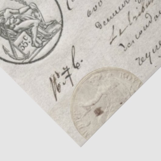 Frans Script Royal Stamp Document Tissuepapier (Detail)
