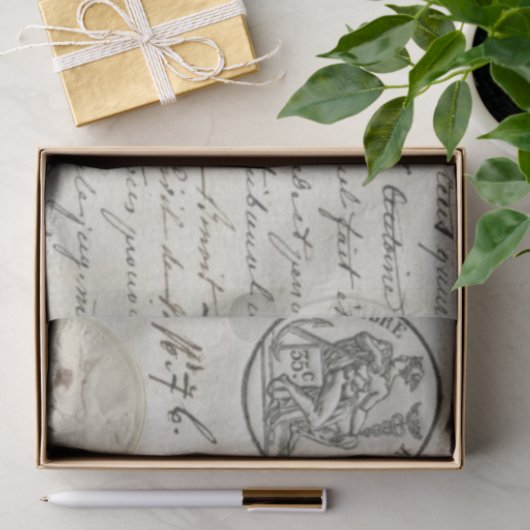 Frans Script Royal Stamp Document Tissuepapier (Geschenk)