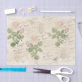 Frans Script Roze Rose Bird Bee  Collage Tissuepapier (Craft)