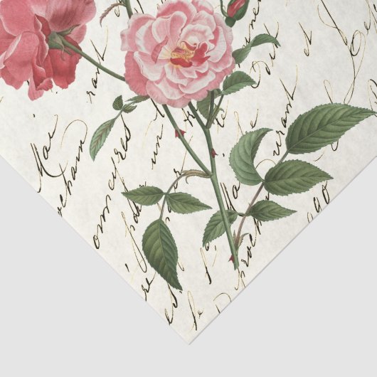 Frans Script roze roze rozenpapier Tissuepapier (Detail)