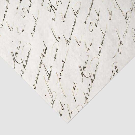 Frans Script Roze Rozen Tissuepapier (Detail)